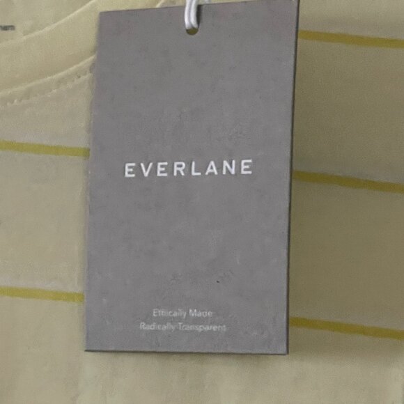 New Everlane Yellow Striped Organic Cotton Crew Neck Tee Shirt Top Size Medium - Picture 6 of 9